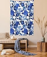 Vista 36 de Ambesonne Tapiz de paisaje urbano, vista nocturna al patio con sillas de café de calle, plantas en macetas, estampado de Roma, colgante de pared