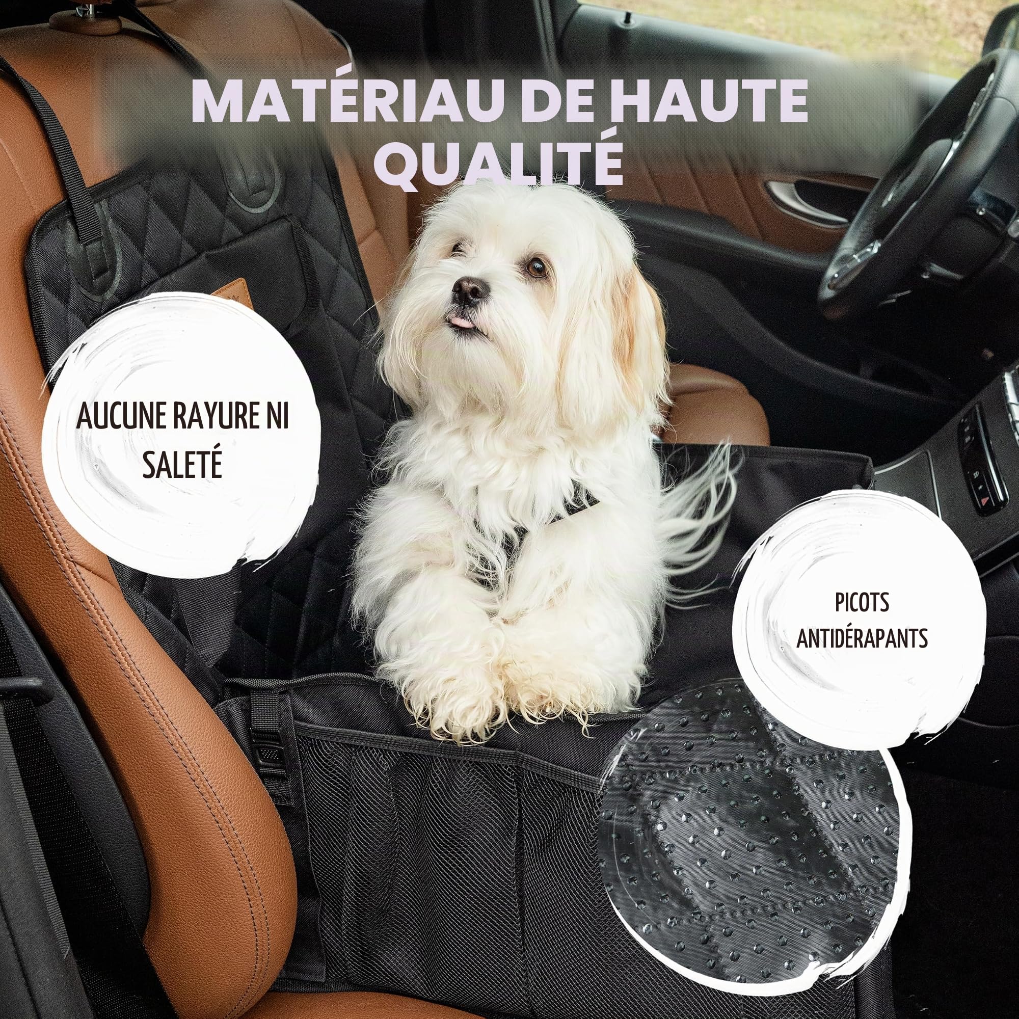 Rudelkönig Siège Auto Chien - Panier Voiture Imperméable pour Petits Chiens | Rehausseur chien voiture - fixation ceinture incluse - fond anti-dérapant - matière résistante aux griffures