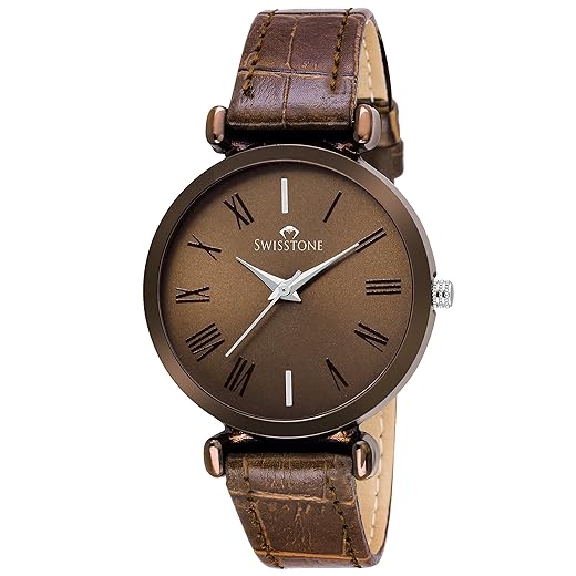 SWISSTONE Leather Strap Wrist Watch