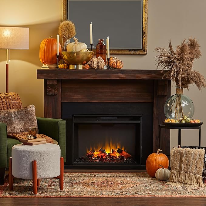 Chimenea eléctrica Real Flame Gunnison Grand 64" con repisa miniatura 2