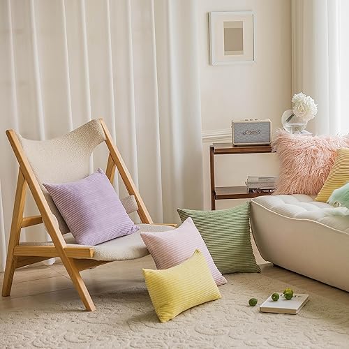 Miniatura 2 de Home Brilliant - Funda de cojín de terciopelo a rayas (paquete de 1 unidad)