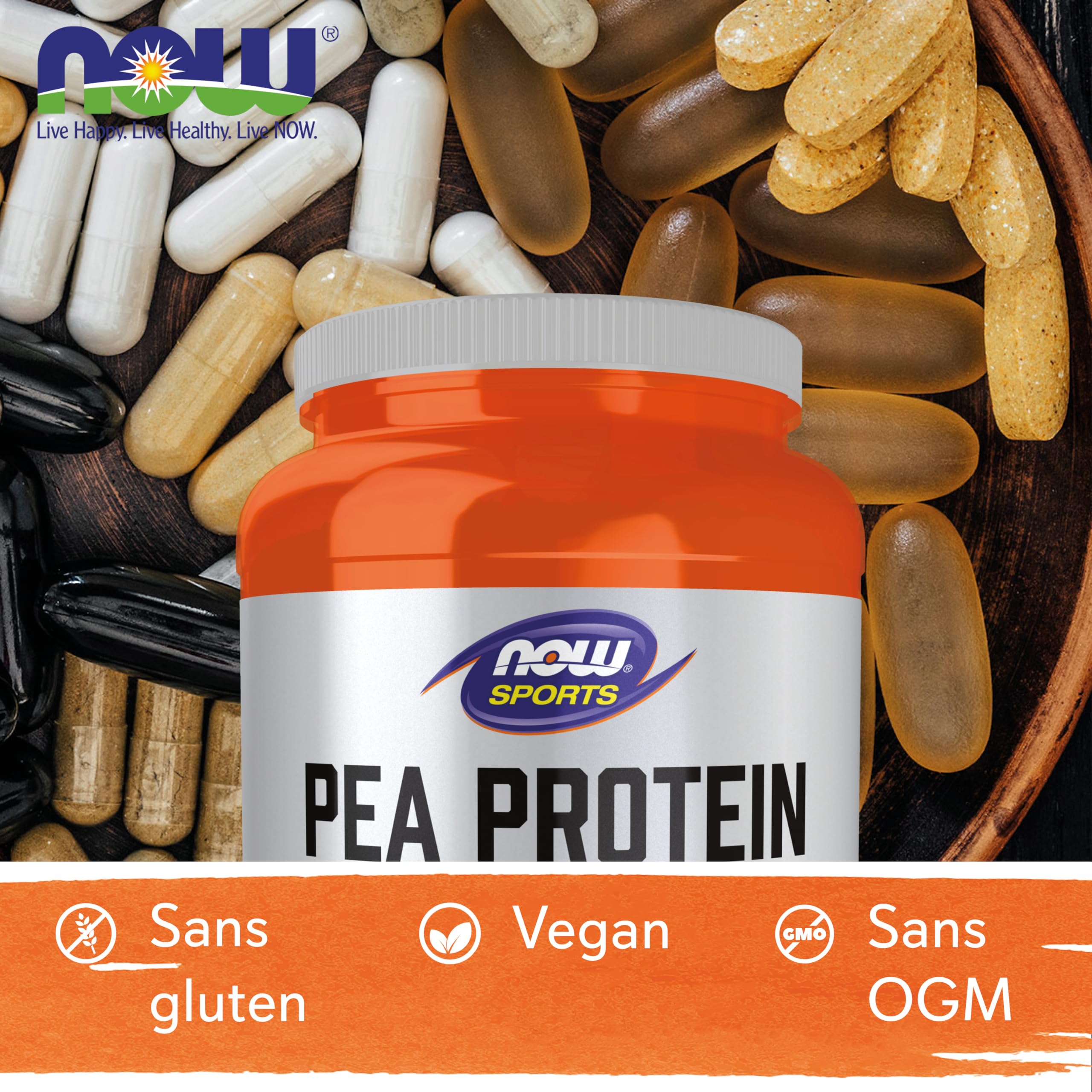 Now Foods, Pea Protein (Protéine de Pois), Goût Neutre, 907g de Poudre de Protéine végétalienne, Testé en Laboratoire, Sans Gluten, Végétarien, Sans Soja, Sans OGM, Sans Sucre
