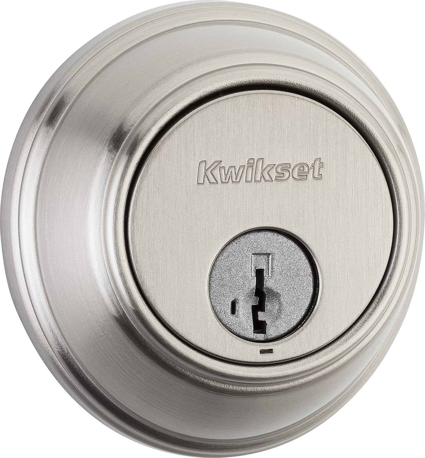 Kwikset 817 Deadbolt Deadbolt Lock, Polished Brass Round Exterior Keyed Front Entry Door, Pick Resistant SmartKey Rekey Security, Single Cylinder Dead Bolt