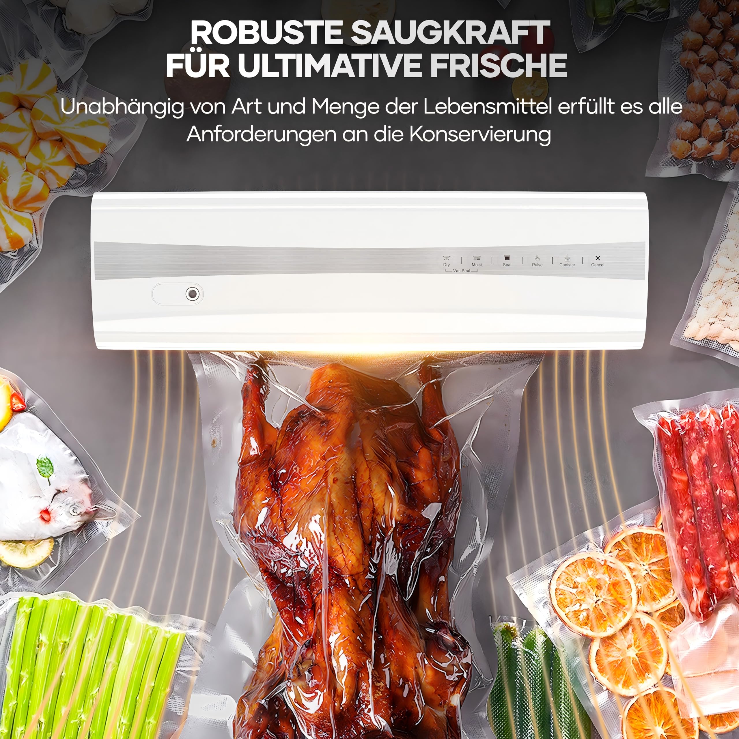 Kejector Vakuumiergerät,vakumierergerät für lebensmittel,Multifunktions Vakuumierer mit 5m Vakuumrolle, Beutelschneider, Vakuumschlauch, Trocken-/Feuchtigkeitsmodus, für Lebensmittelkonservierung