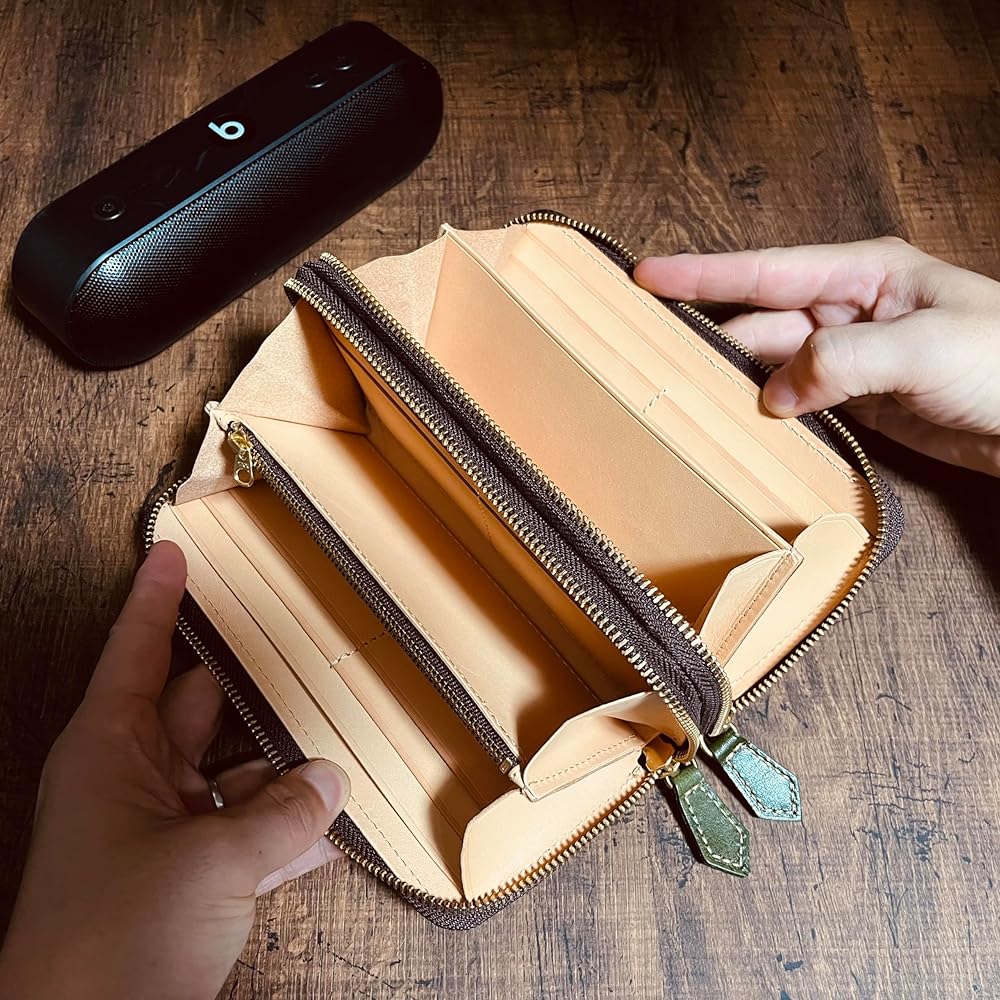 Amazon | [TAKUMI] ダブルファスナー ブライドルレザー ラウンド