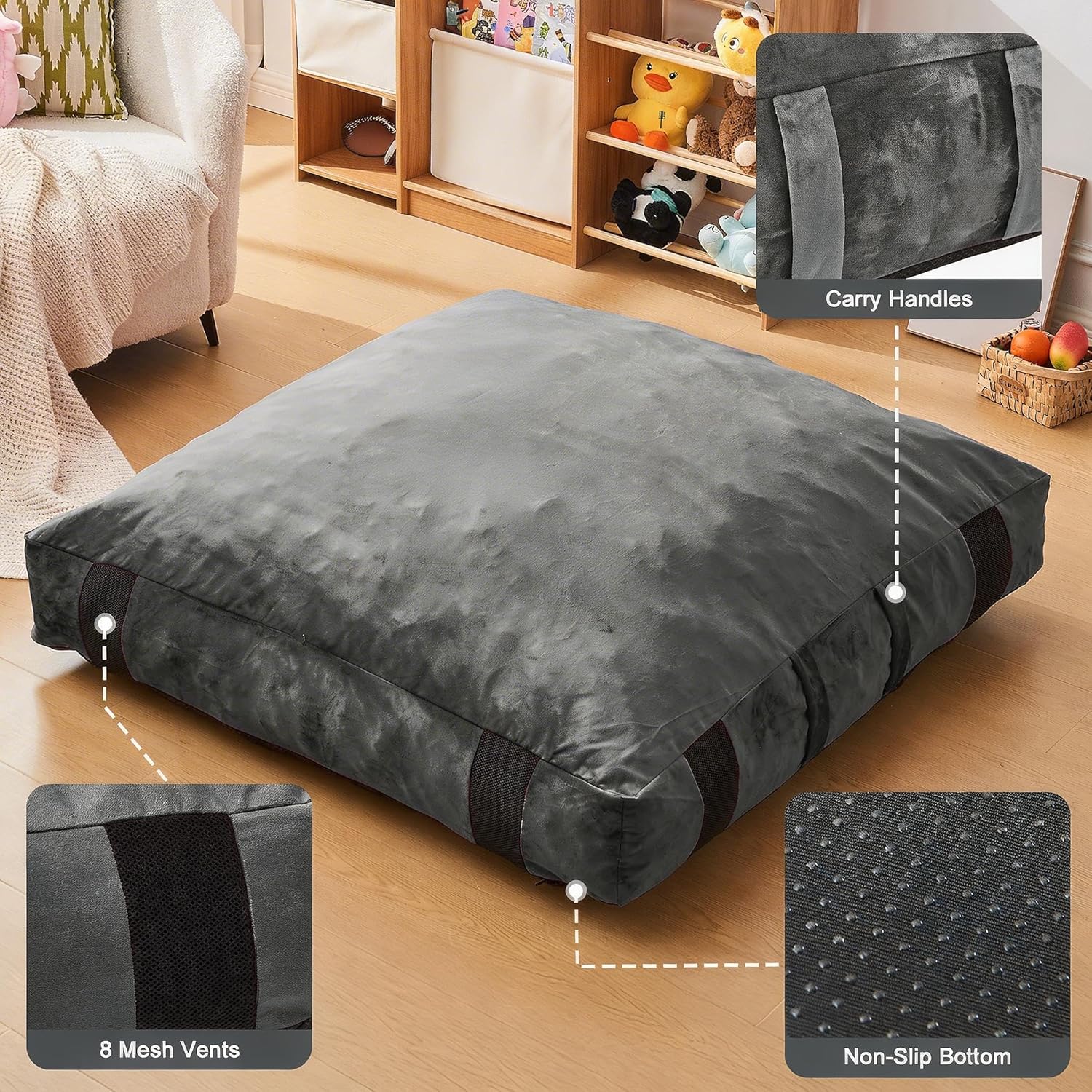 JOYWOO Crash Pad Cover, Soft Washable Cover, Dark Gray, 4 x 4 Ft, Not Include Crash Pad