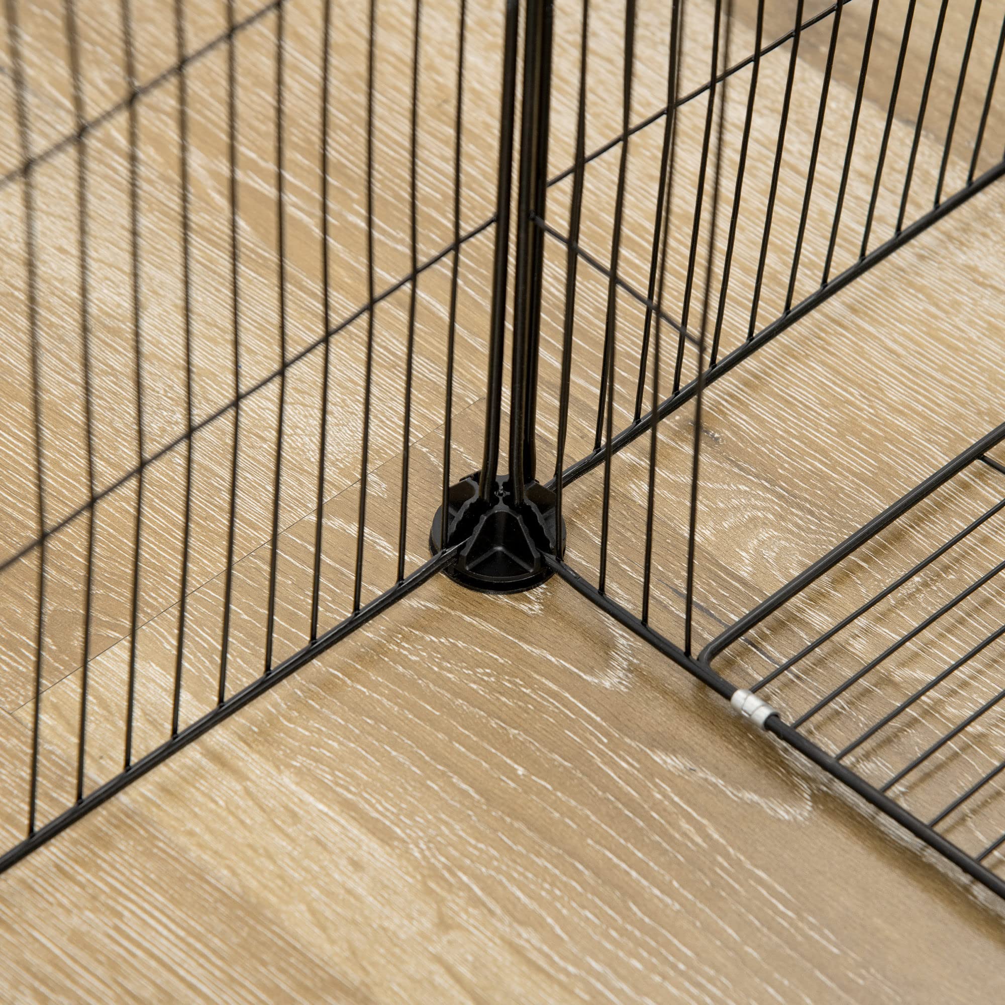 PawHut Cage pour cochons d'Inde, clôture pour Petits Animaux, 18 pièces avec Porte pour extérieur et intérieur 175 x 70 x 45 cm, Noir
