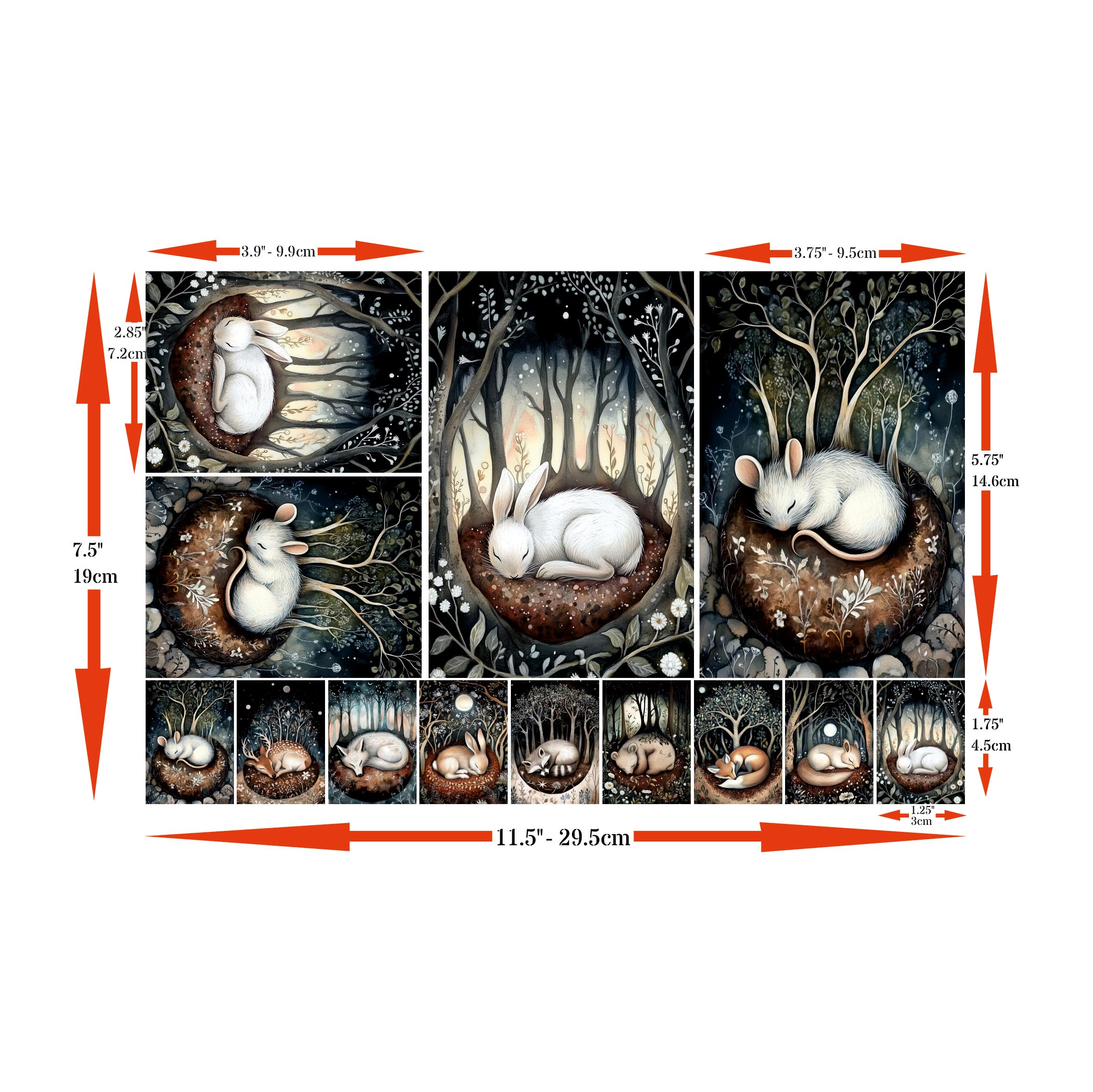 Sleepy Animal Reispapier, 29,2 x 29,2 cm (2 Blatt) – Decoupage-Papier, 16 Designs für Collage, gemischte Medien, Kartenherstellung & Basteln, Decoupage von CRAFT KREATIVELY