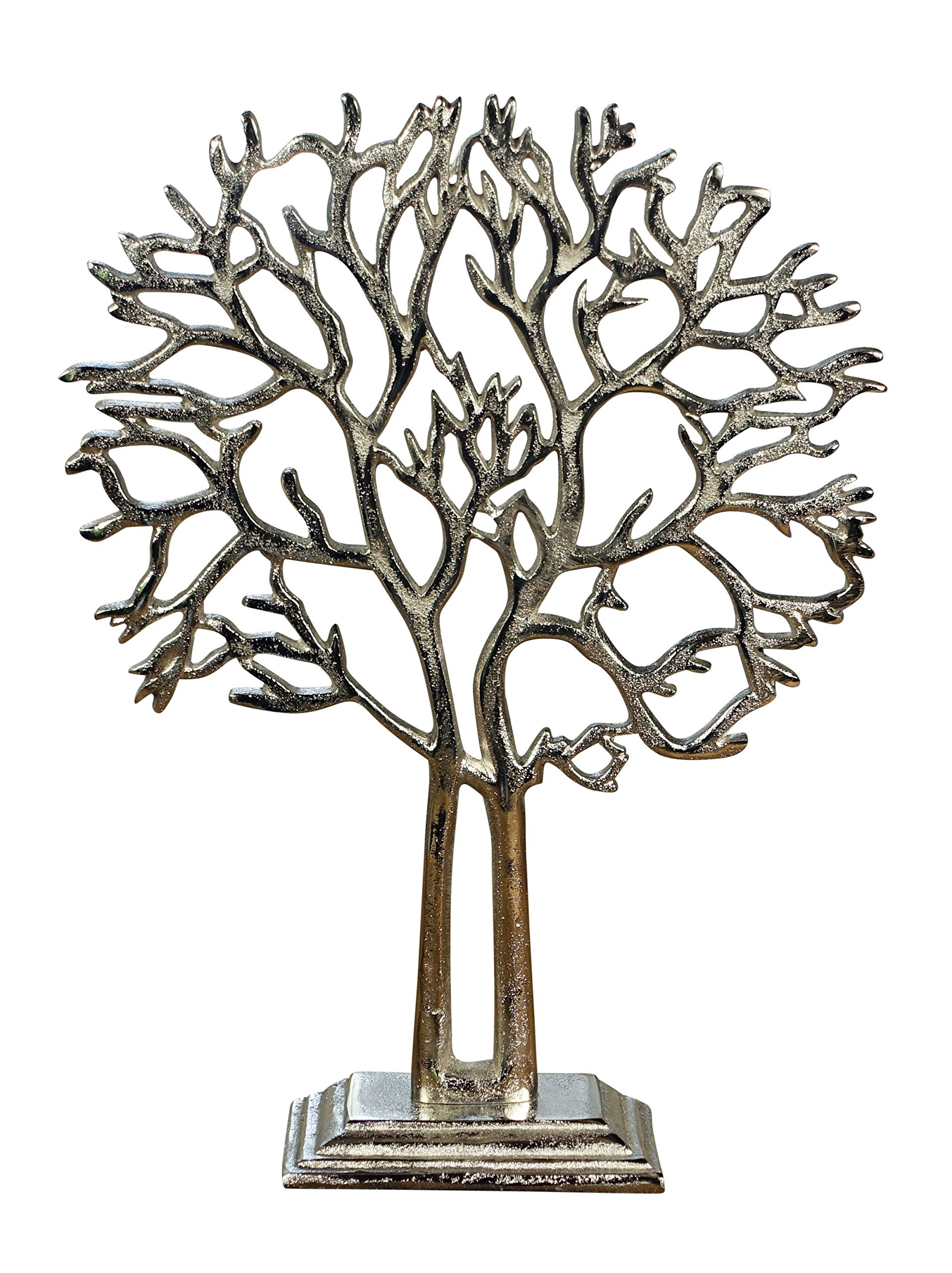 Schmuckbaum Schmuckständer Schmuckhalter Lebensbaum Dekobaum Aluminium Silber - Schmuck Baum für Ringe, Ketten und Armbänder - 38 cm