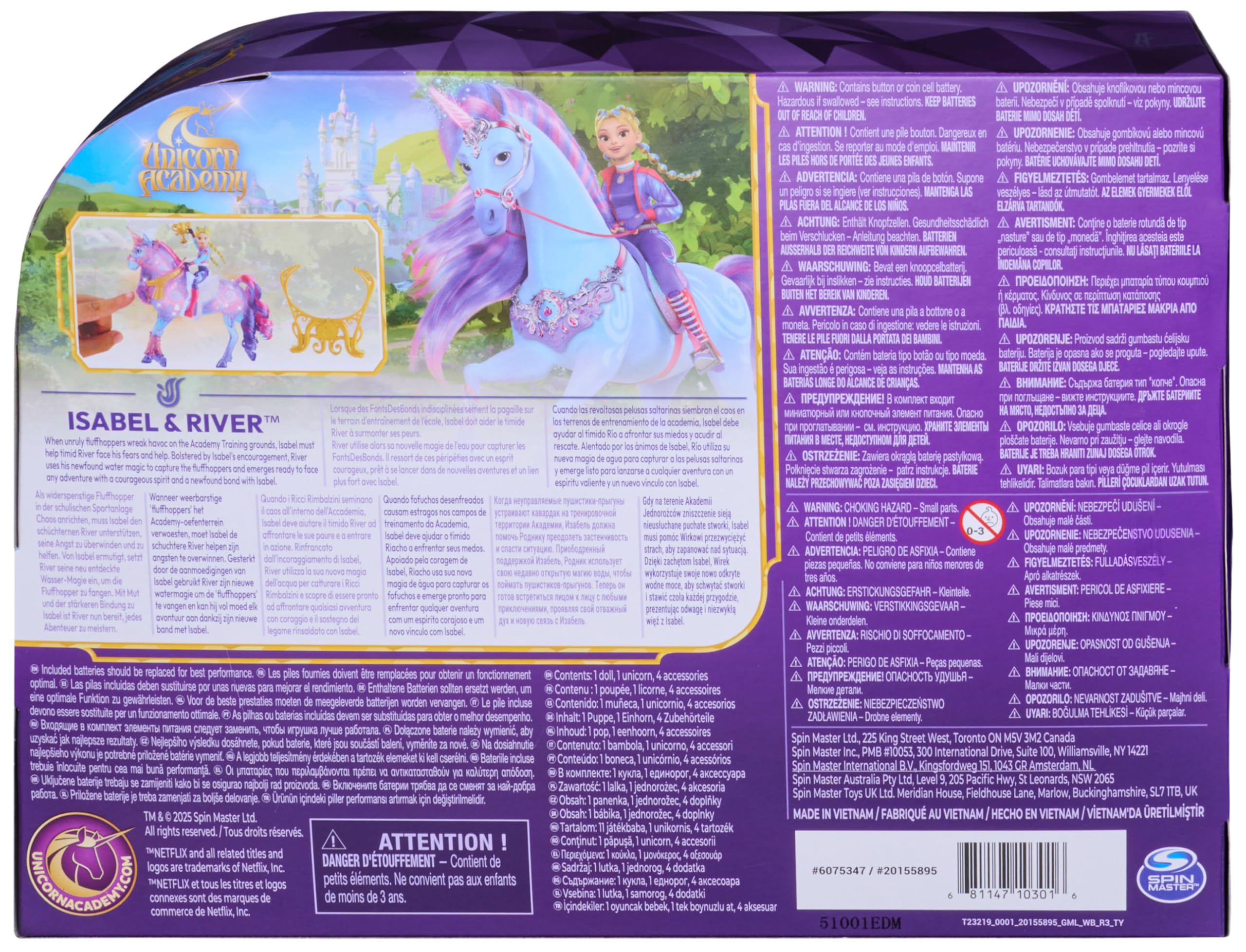 Unicorn Academy - Train and Glow River mit Isabel Set, ca 12 cm Originalfiguren zur Netflix Serie, mit Leuchtfunktion und Trainingszubehörteilen, für Kinder ab 4 Jahren