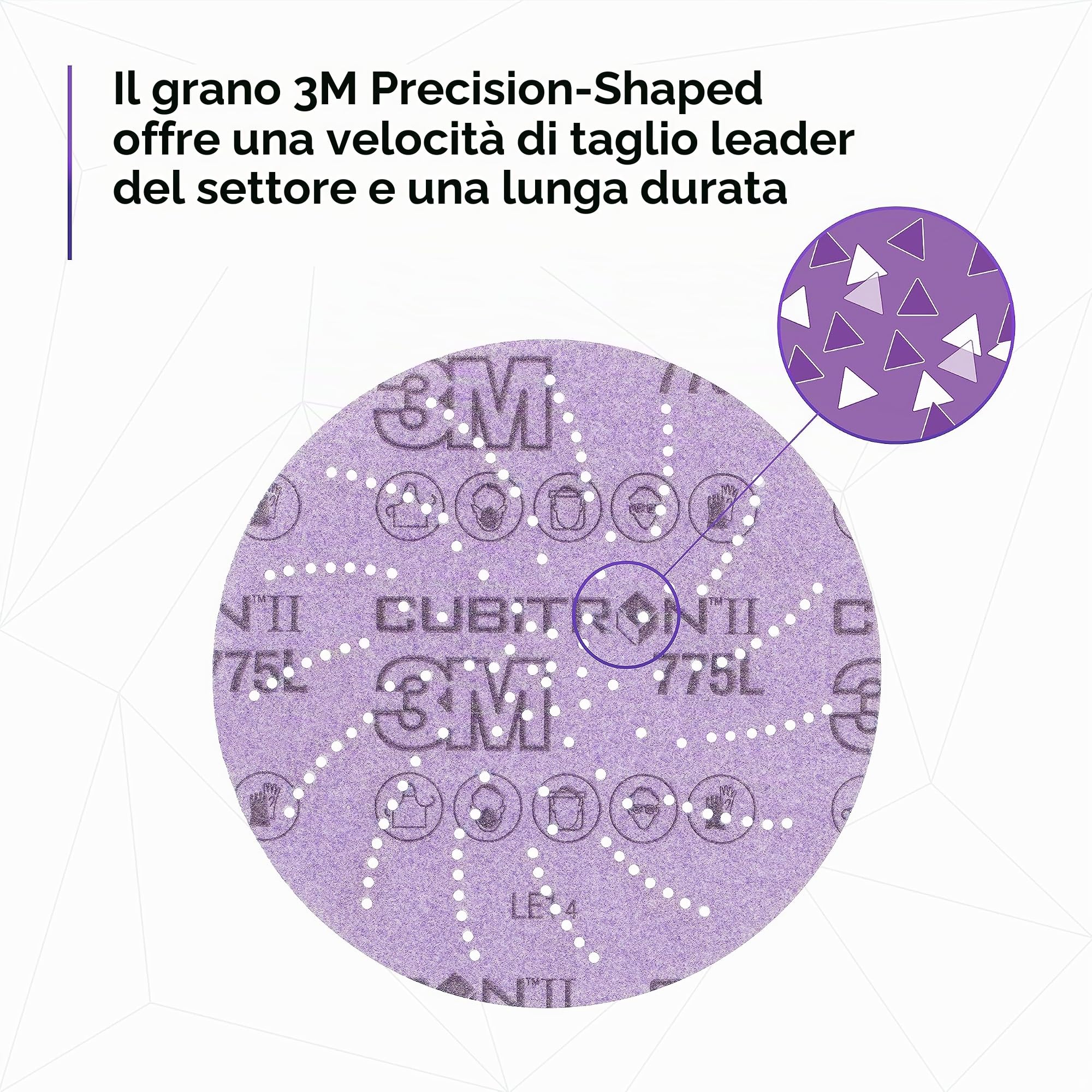 3M Cubitron il Disco con Supporto in Film 775L, 127 mm, 320+, Sabbia Pulita, 50 Dischi per Confezione