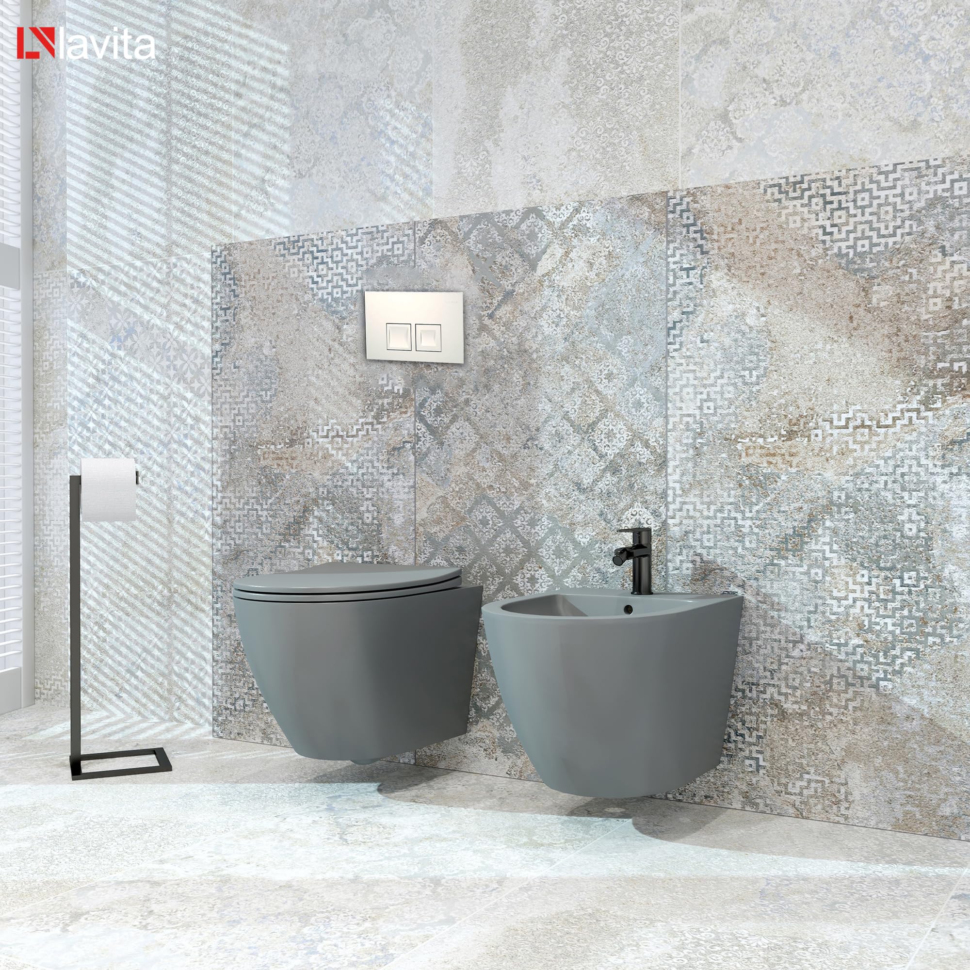 Lavita Duofix Basic Ensemble WC encastré avec élément de chasse d'eau + abattant de WC + panneau de commande Delta 25 avec bouton blanc
