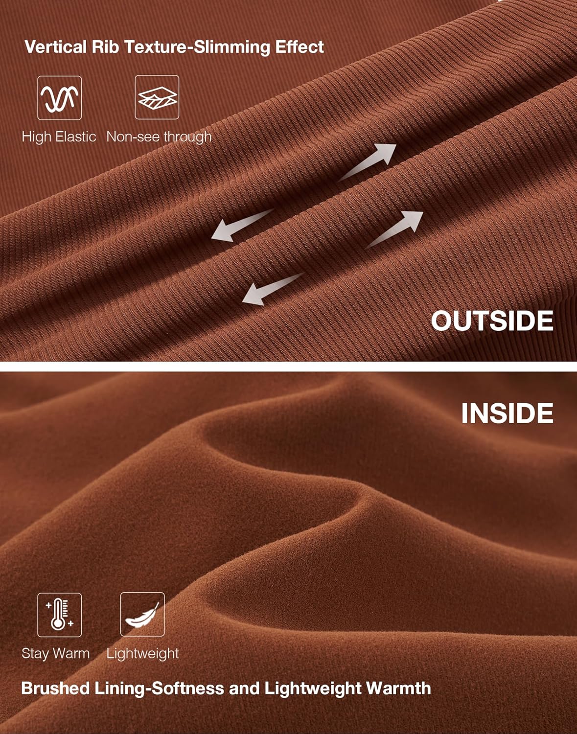 K-Swiss Women's Ribbed Flare Leggings - High Waisted Fleece Lined Bootcut Yoga Pants with Pockets for Lounge Work Casual - Image 6