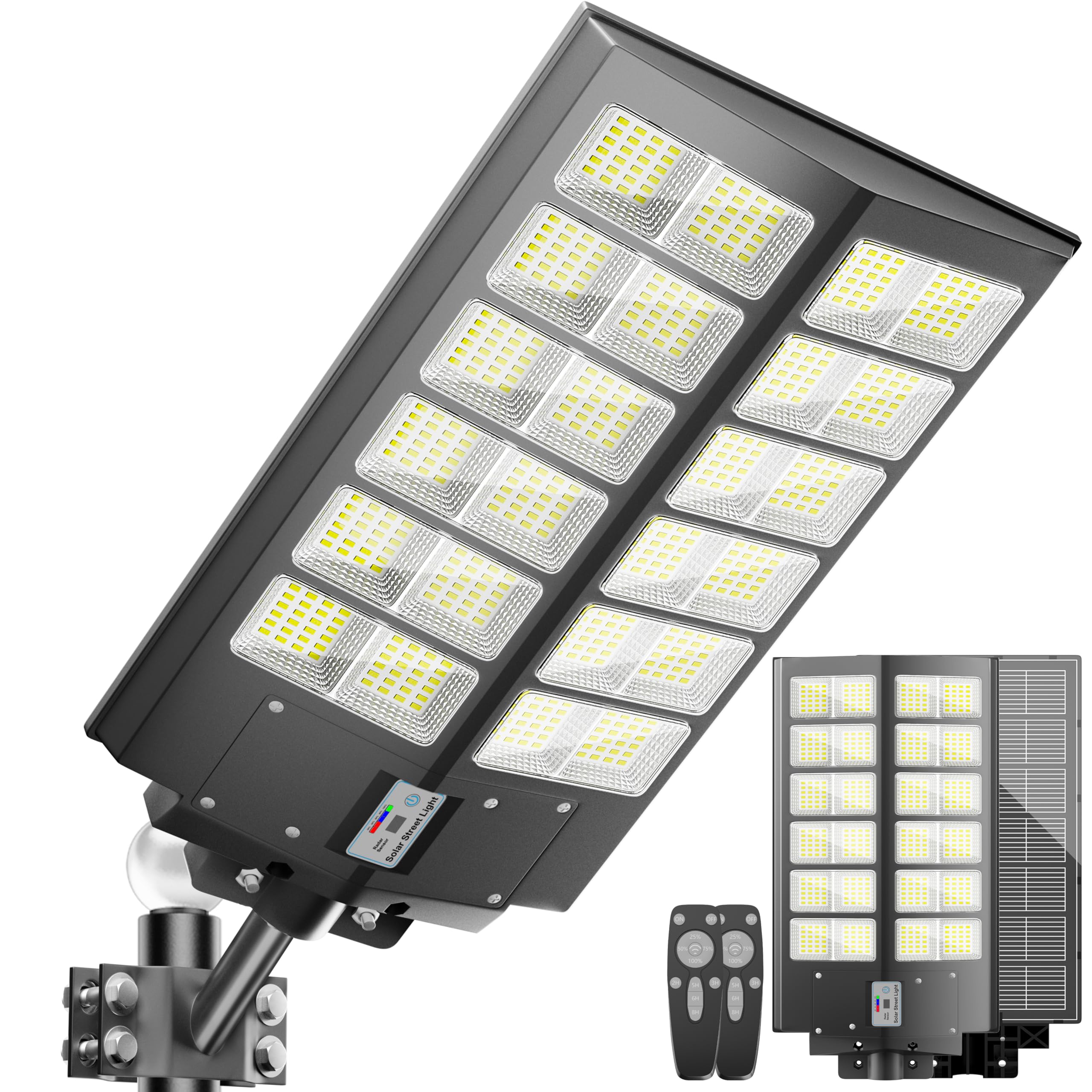 LINEBA Commercial Solar LED Street Light – 1200W Equivalent, Dusk To Dawn, Motion Sensor + Remote – Includes Pole - View #5