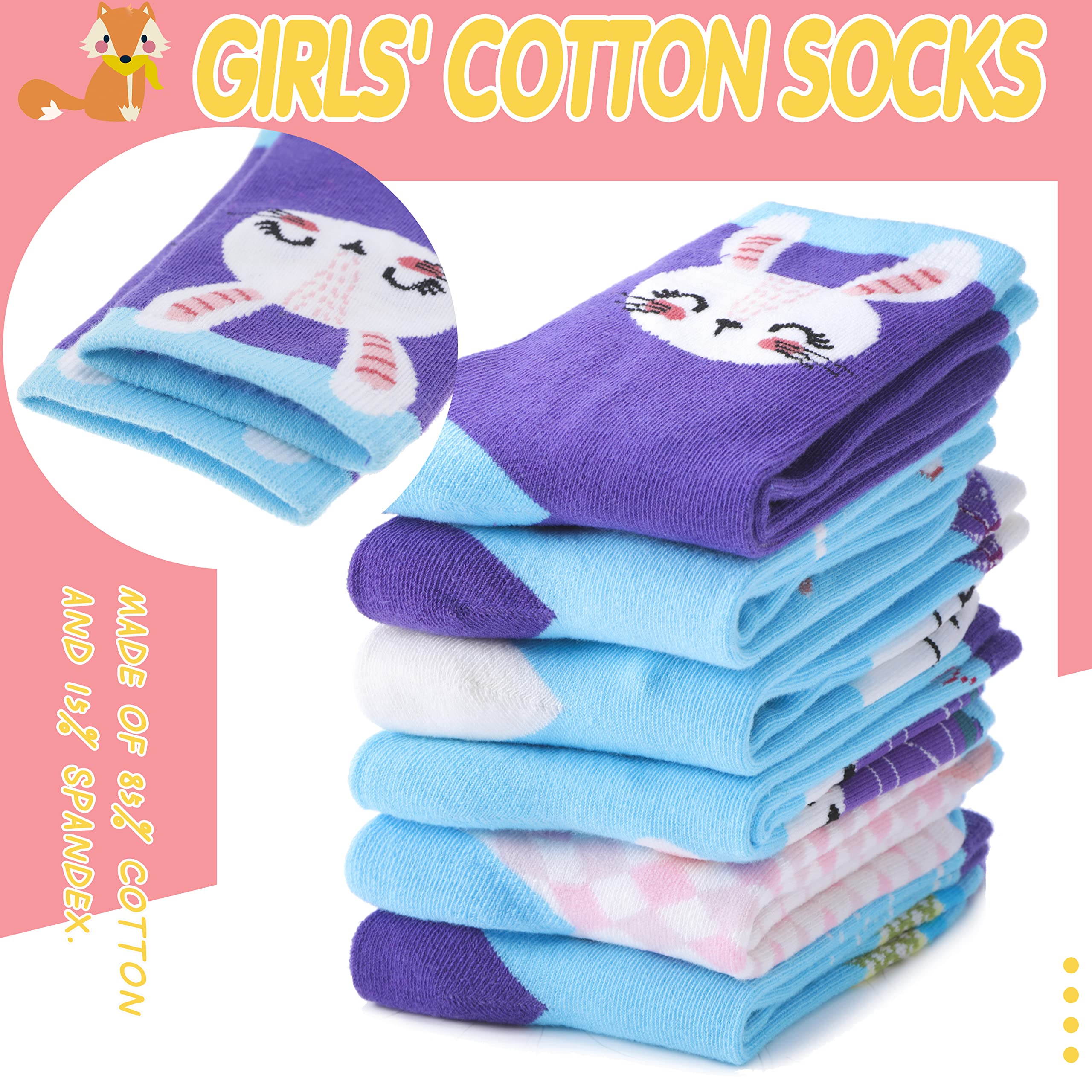 Calzini con unicorno, regalo per ragazze e bambini, simpatici animali divertenti, alla moda, divertenti, in morbido cotone, 6 paia