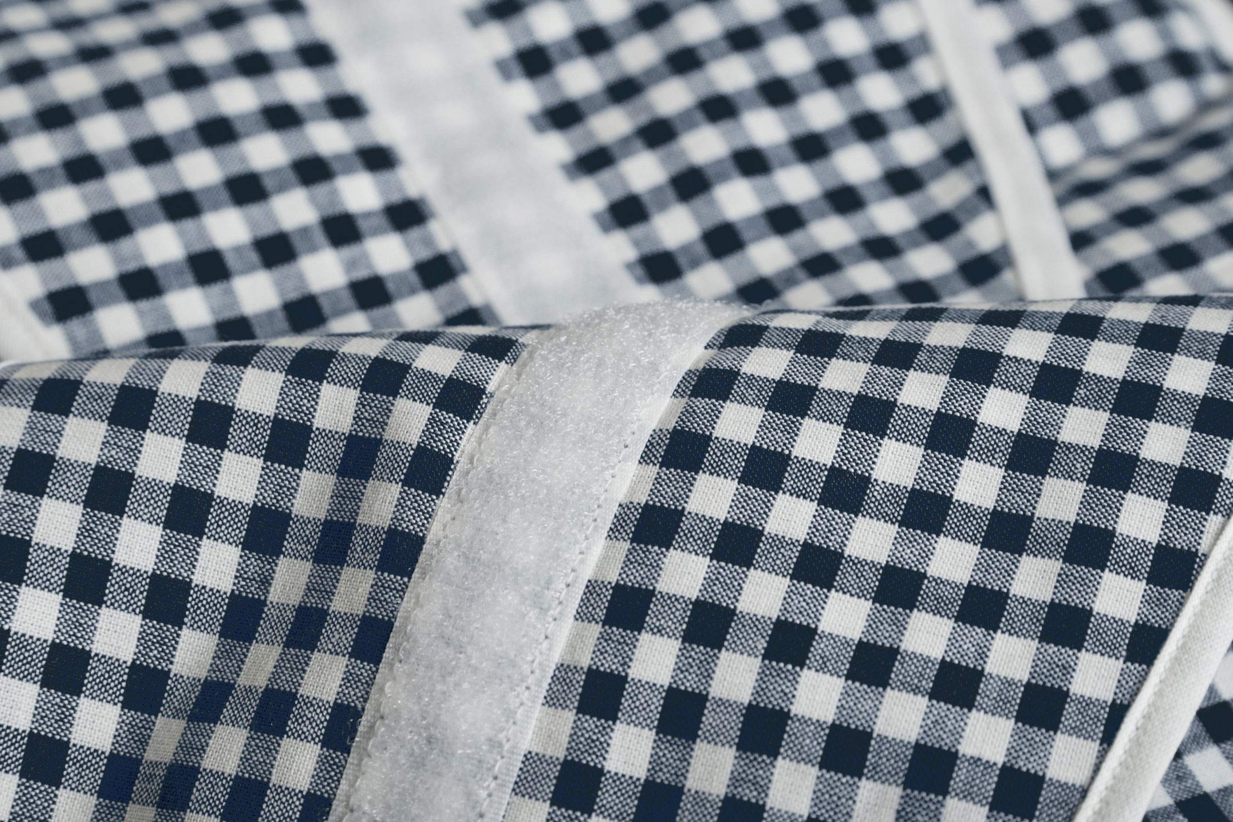Wärmekissen Johanniskernkissen Gürtel mit Klettverschluss - ca. 135cm - 7-Kammer. Körnerkissen - Bio-Stoff blau-weiß