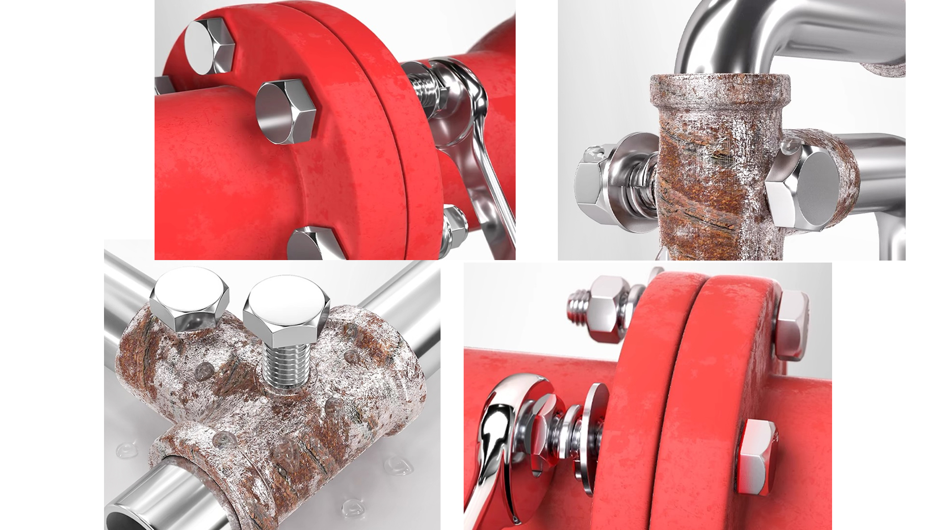 Image of 4 Sets 3 /8-16 x 5 Stainless Steel Hex Head Screws Bolts, Nuts, Flat & Lock Washers,18-8(304) Full Thread