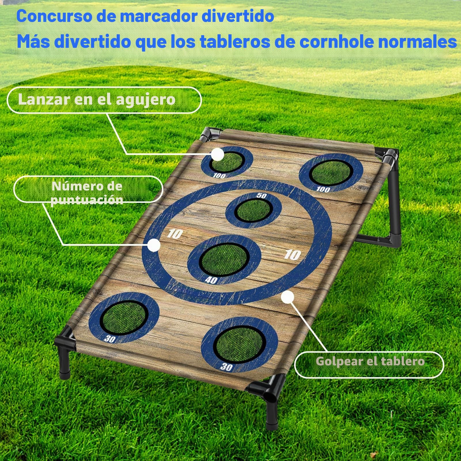NZQXJXZ Juego de Cornhole para Familia y Adulto, 3x2 Ft Portátil Cornhole Juego de Lanzamiento con 8 Bolsas de Frijoles y Bolsa de Transporte, Ideal para al Aire Libre, Interior, Patio Trasero, Césped