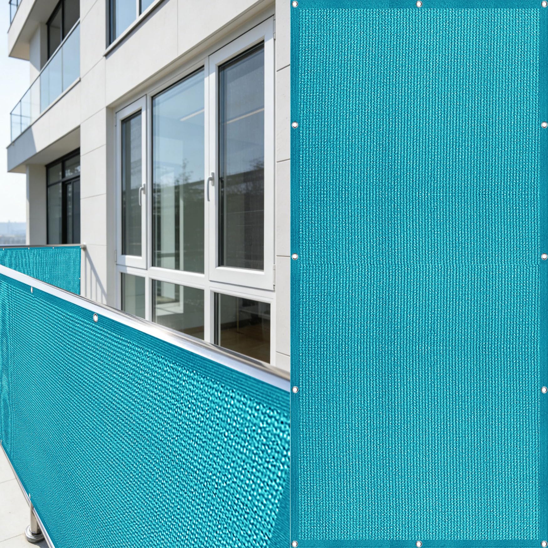 Bâche de balcon brise-vue opaque anti-UV avec œillets et attaches pour jardin