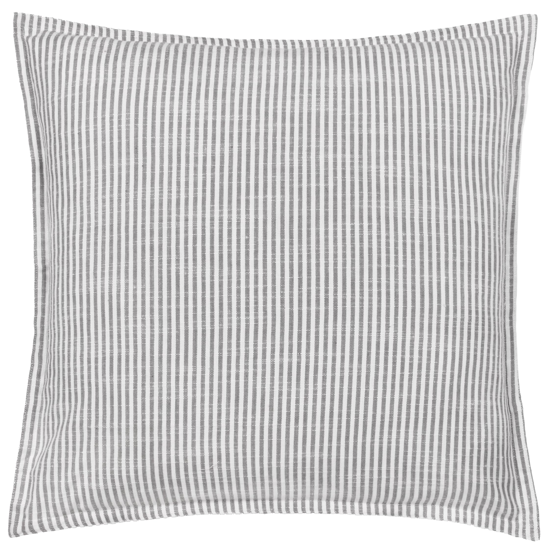 Yard furn Truro Striped Cushion Cover - Classic Stripe 100% Cotton Slub Texture Oxford Edge Decorative Case (Grey - 45x45cm)