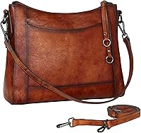 Iswee Genuine Leather Crossbody Bag for Women - Vintage Medium Hobo Shoulder Purse with Multi Pockets & Adjustable Straps