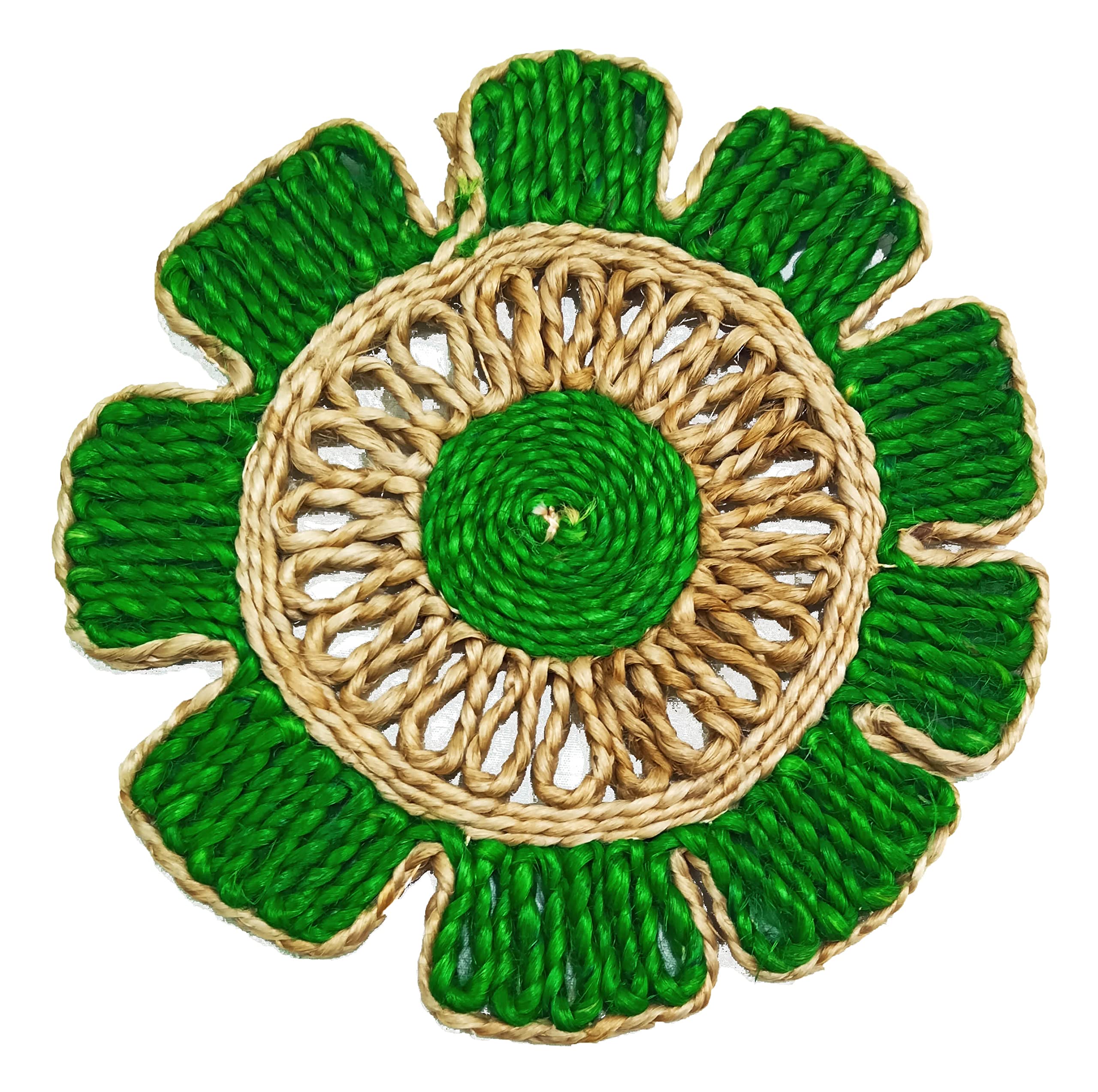 Natural Jute Biscuit Placemats, Green, 12 Inch, Set of 2