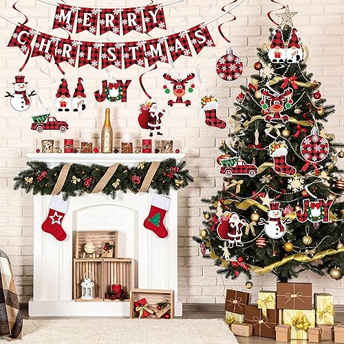 Miniatura 3 de Decoraciones de remolinos colgantes de Navidad, NO DIY, pancarta de Feliz Navidad, serpentinas colgantes de techo de Navidad, decoraciones colgantes