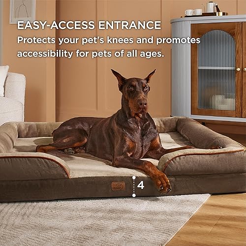 Miniatura 6 de Bedsure Cama ortopédica XXL para perros, sofá cama lavable para perros gigantes, sofá cama de espuma de apoyo para mascotas con funda extraíble