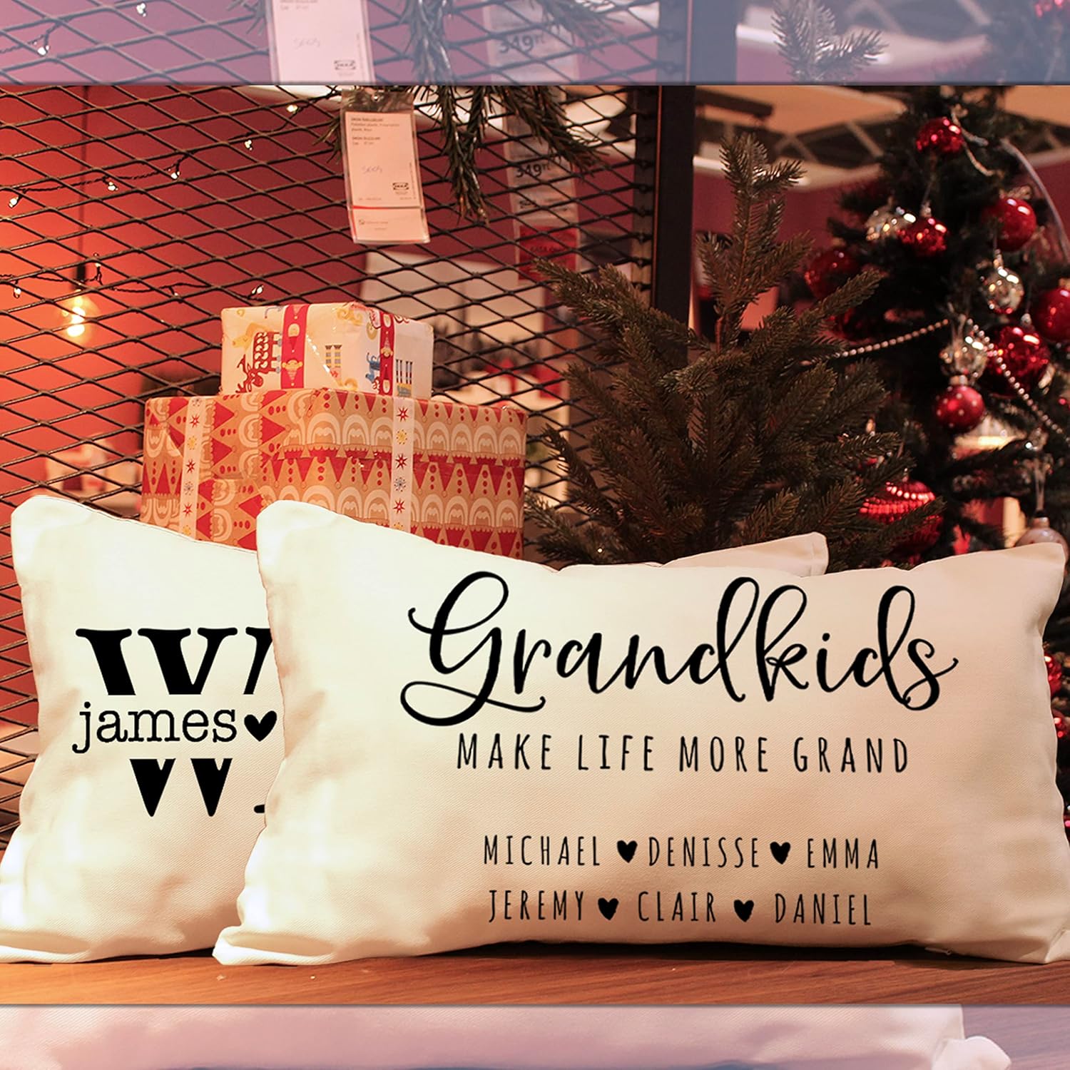 Personalized Lumbar Throw Pillow Covers w/Family Name - 6 Design 12x20 - Customized for Mom Grandma Women - Custom Decorative Oblong Pillowcase for Couch Sofa Bed Rectangle Pillow Case