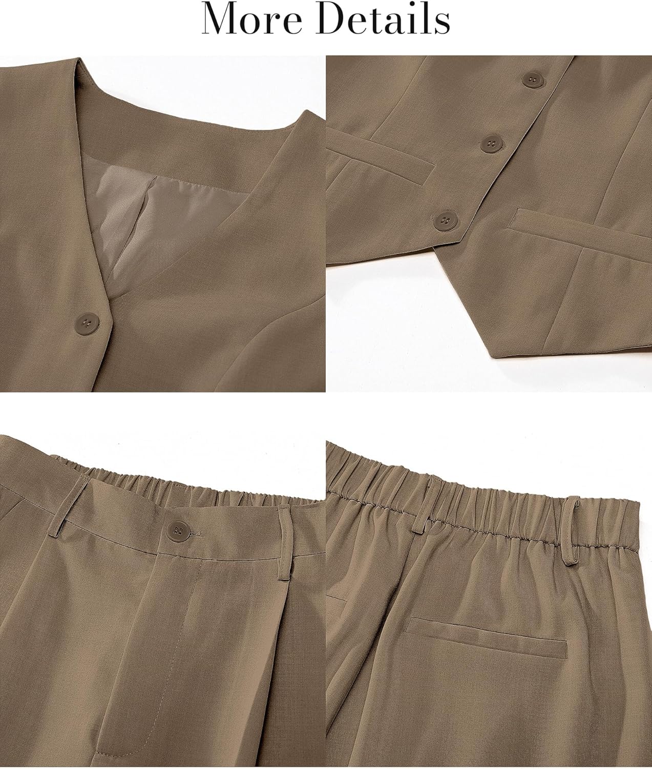 luvamia Pant Suits for Women Dressy Casual 2 Piece Sets Sleeveless Blazer Vest with High Rise Wide Leg Pants Work Office - Image 5