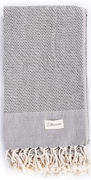 Bersuse 100% Cotton Ventura Premium Turkish Towel Beach Towel Bath Towel - Soft, Absorbent, Quick-Dry Peshtemal for Bath & Beach Towels- 37x70 Inches, Black