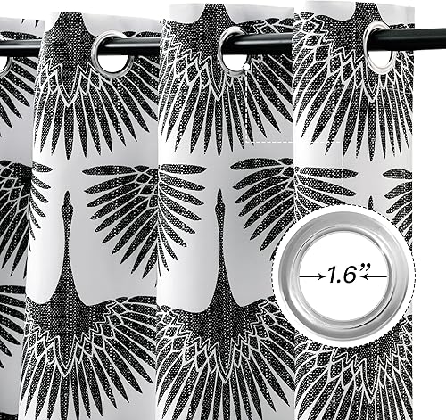 Miniatura 4 de KGORGE Cortinas opacas para dormitorio de niños, cortinas de ventana grandes con patrón de animales de pájaro para comedor, sala de estar, oficina