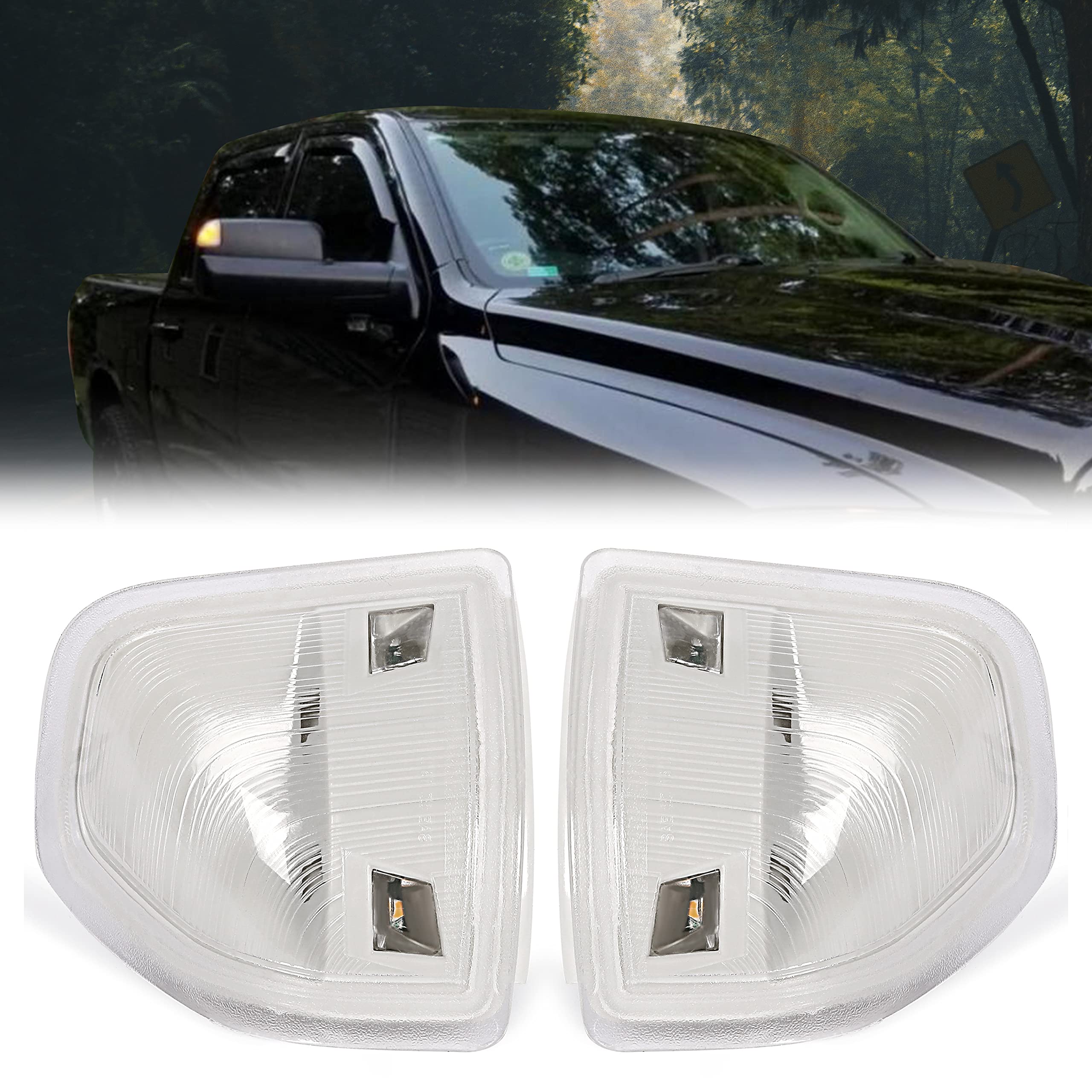 Kojem Signal Lights Mirror Turn Tow Lights Compatible with 2010-2021 Dodge Ram 1500 2500 3500 4500 5500 Replacement for 68302828AA 68302829AA (Clear Lens)
