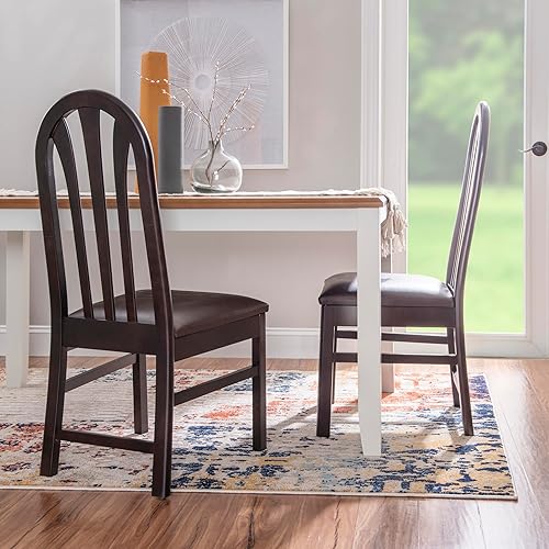 Miniatura 16 de Linon Kennerli - Juego de 2 sillas de comedor blancas con asiento tapizado gris, totalmente montadas