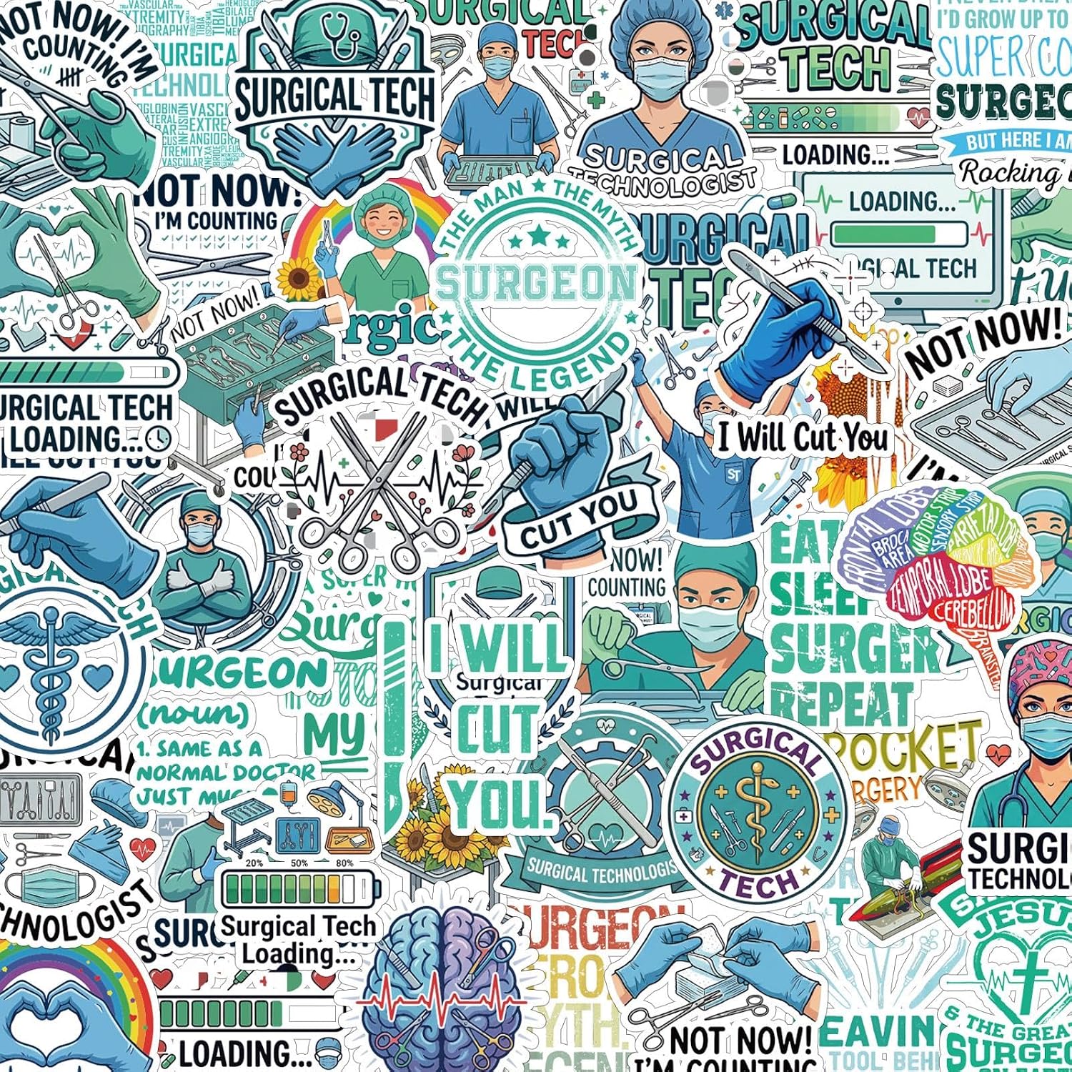 100 Pcs Surgical Tech Stickers Surgical Technologist Gifts