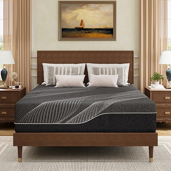 Dyonery California King Size Mattress, 14 Inch Gel Memory Foam, Cooling & Back Pain Relief, CertiPUR-US Certified, Fiberglass Free, Foam Made in USA, Medium