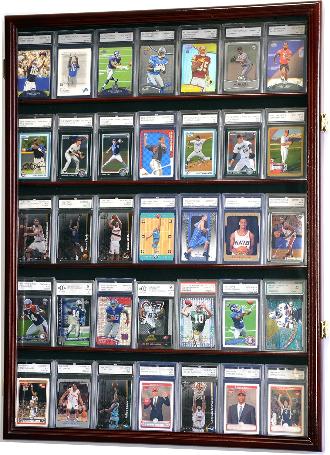 35 Graded Sport Cards/Collectible Card Display Case Wall w/98