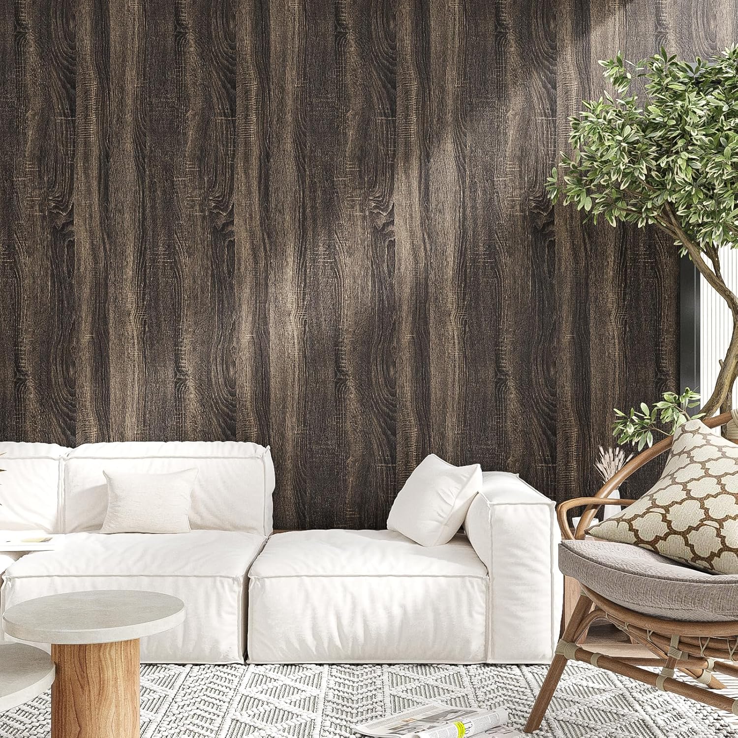 Rustic Brown Wood Grain Contact Paper Peel and Stick Countertops Waterproof 15.7"x118" Vintage Dark Wood Wallpaper for Kitchen Cabinets Table Walls Self Adhesive Removable Thick Vinyl Roll