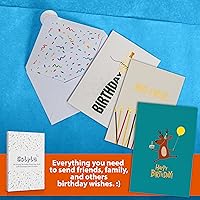 Vista 5 de Paquete de 24 tarjetas de cumpleaños únicas de lámina dorada con sobres y calcomanías, surtido de tarjetas de feliz cumpleaños en blanco de 4 x 6