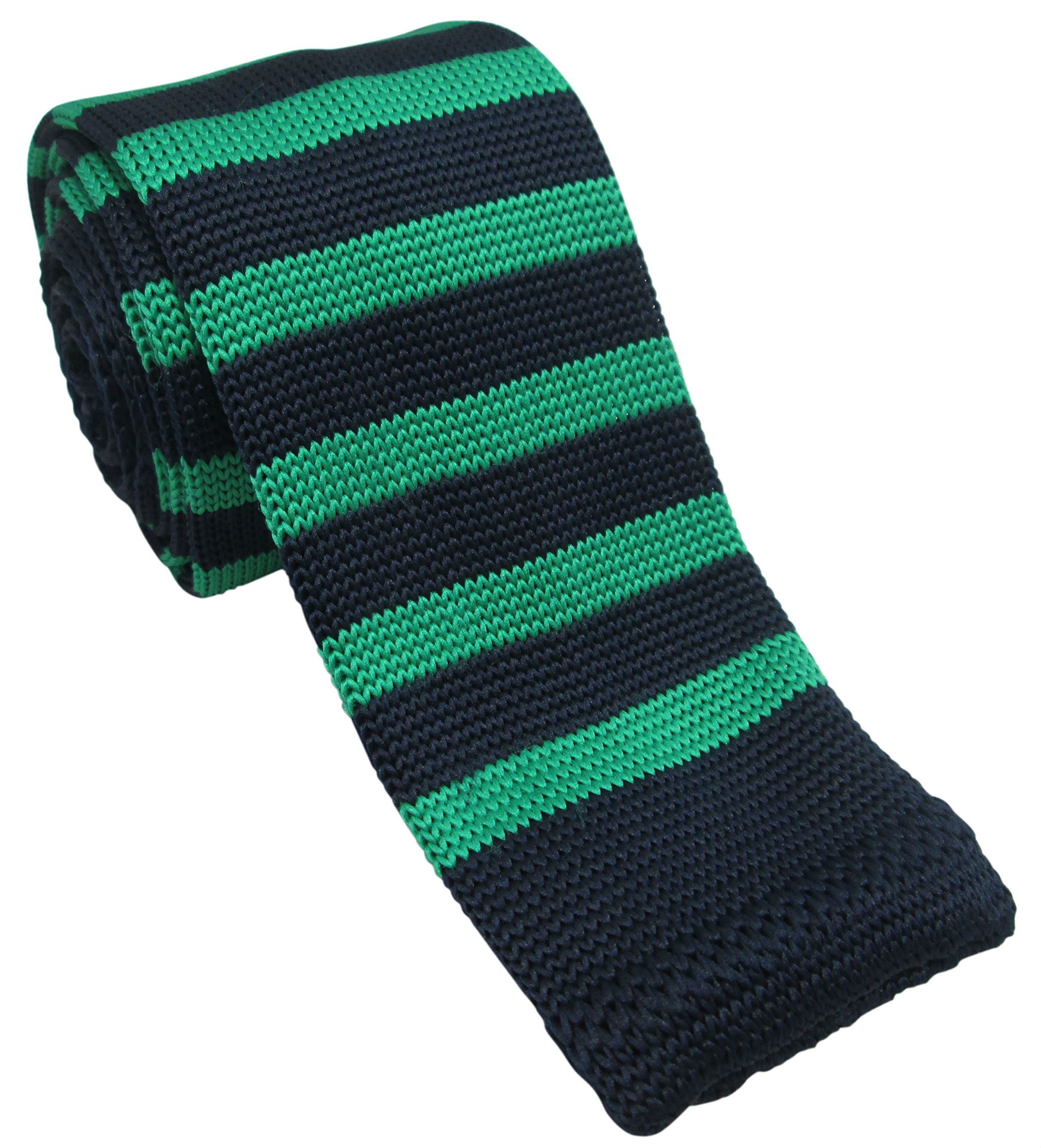 Durham TiesGreen and Navy Striped Knitted Tie