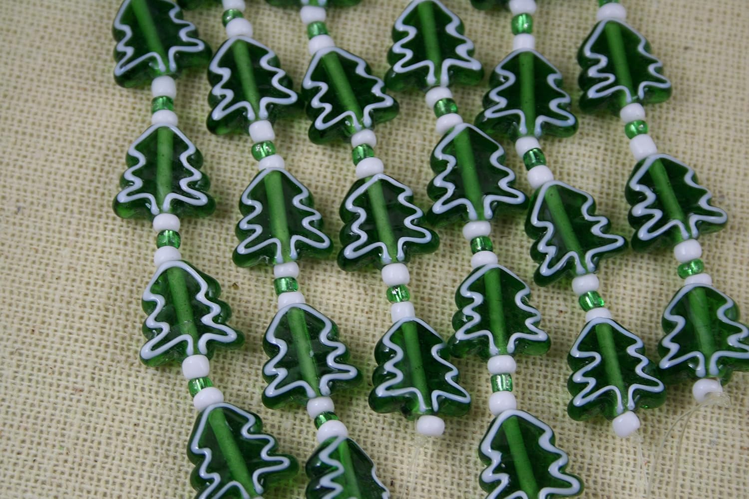 Christmas Tree #2 Lampwork Glass Beads (Pack of 6 beads)