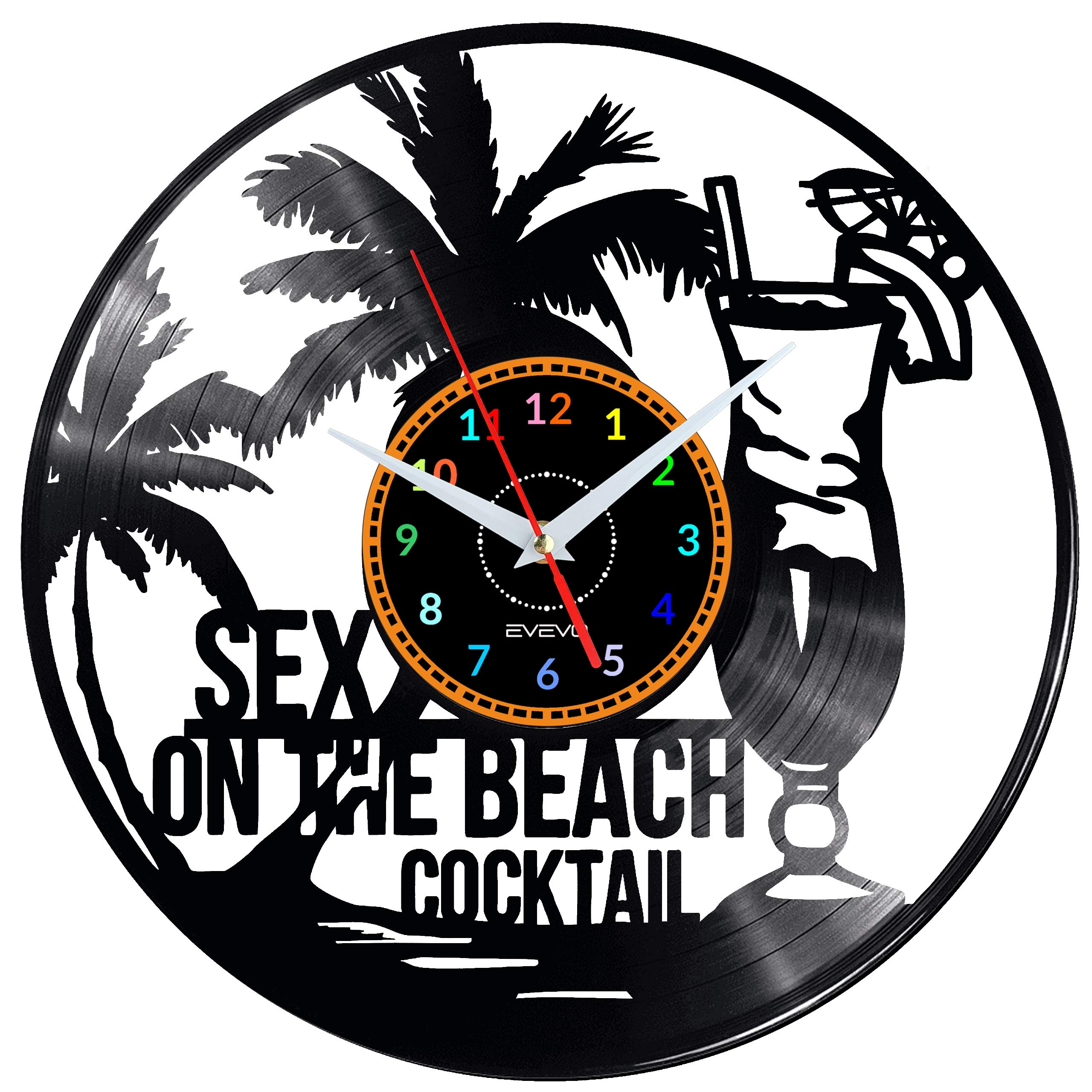 Horloge murale vinyle bar à cocktail déco moderne W0448