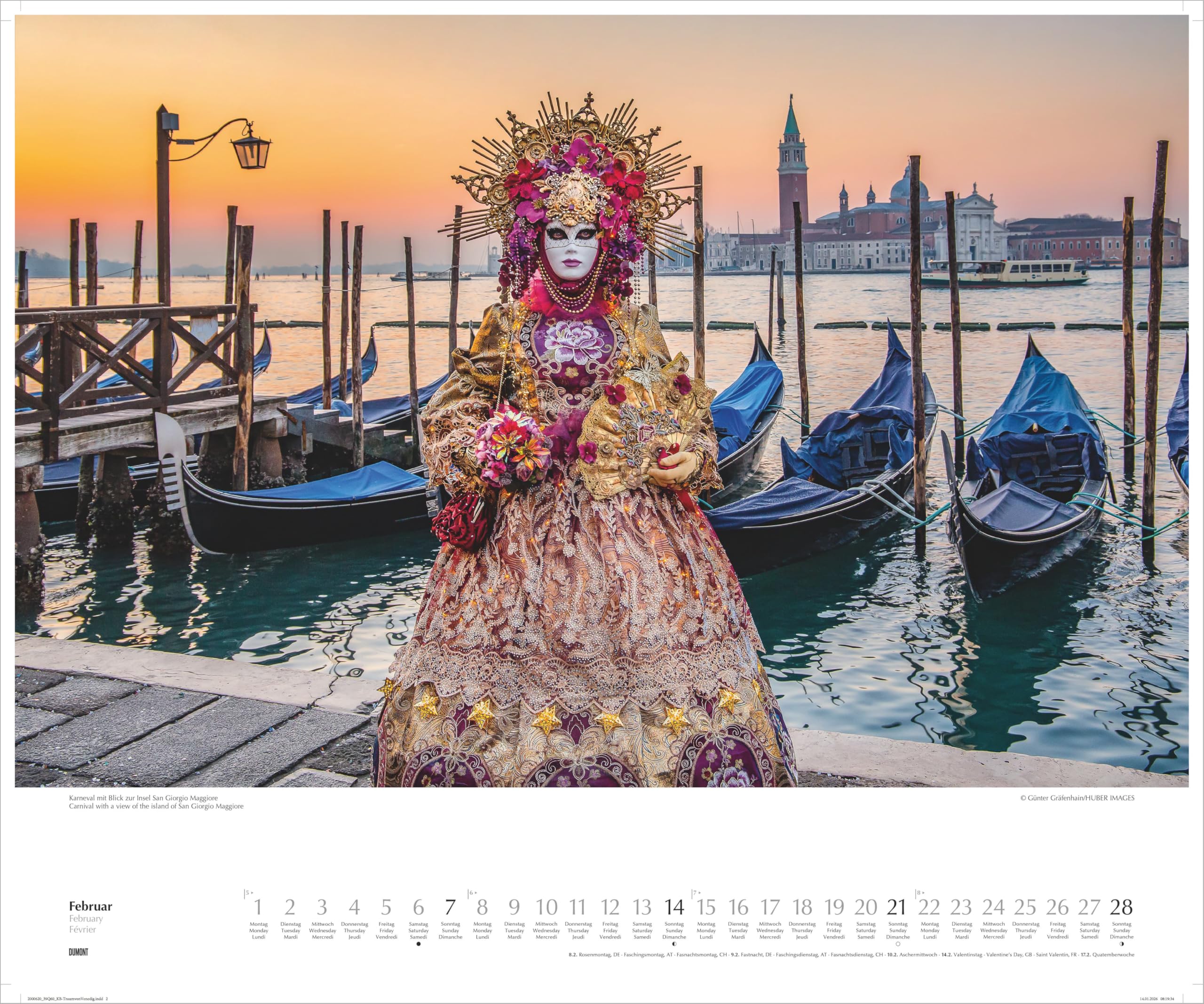 Traum von Venedig 2027: Wandkalender 60x50 cm mit Städtefotografie und 3-sprachigem Kalendarium