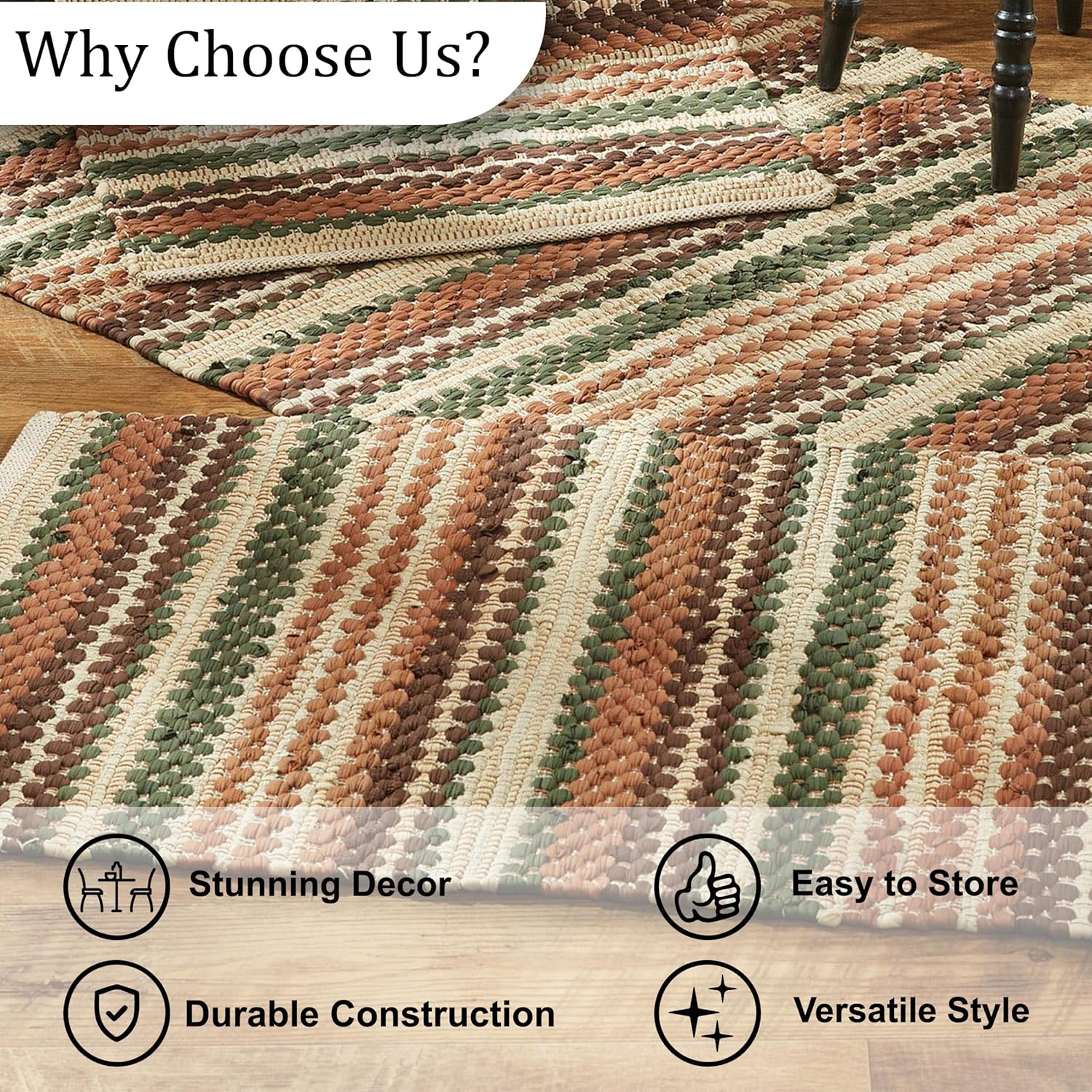 Park Designs Woodbourne Rustic Chindi Rag Rug 2 ft x 3 ft