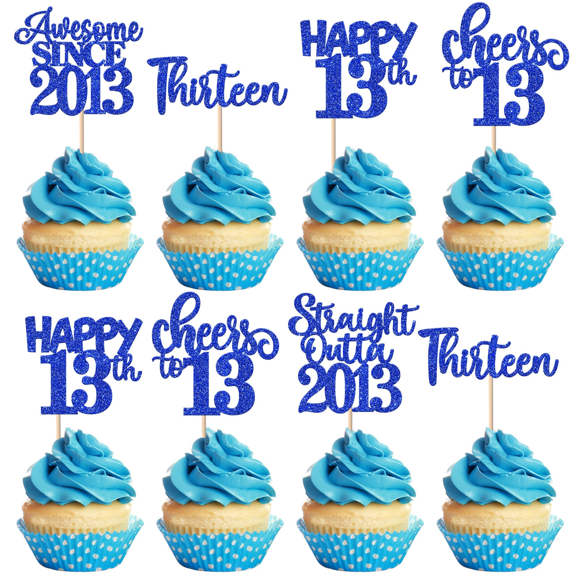SYKYCTCY 30 Pack 13th Birthday Cupcake Toppers Straight Outta 2011 Happy 13th Thirteen Awesome Since 2011 Cupcake Picks 13 Fabulous Cake Decorations for 13th Birthday Wedding Anniversary Party Black
