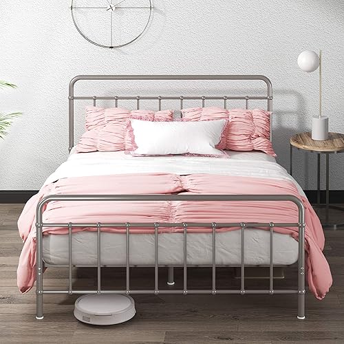 Miniatura 73 de Zinus Florence - Base de cama con plataforma de metal, base de colchón, no necesita somier, fácil montaje, blanco, tamaño matrimonial. Blanco,Negro