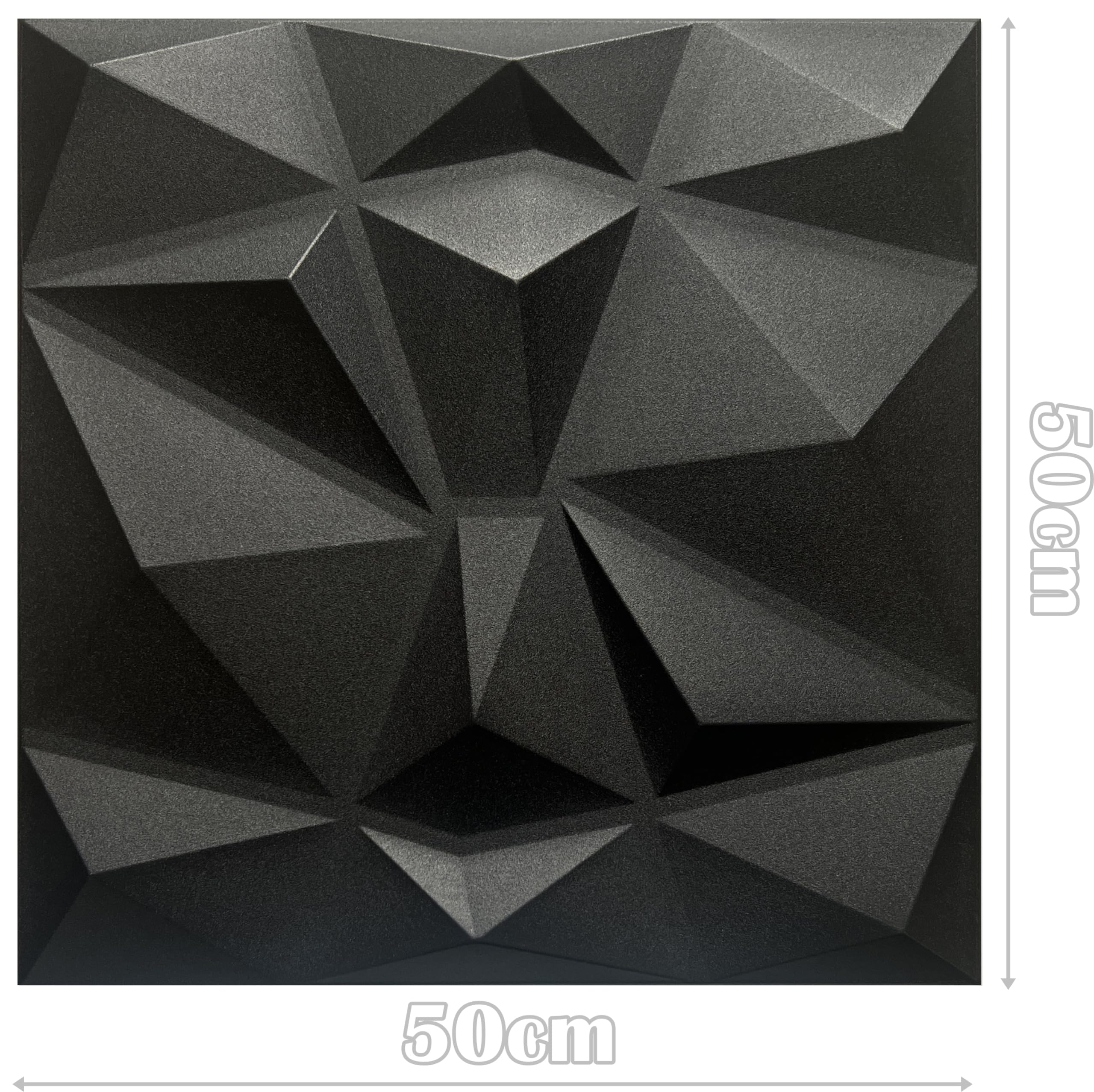 DECCART Pannelli Decorativi Per Pareti 3D - Pannelli Murali - Pannello Decorativo Parete - Polystyrène PSE - 50x50 cm Ambra 8 m², 32 Pezzi, Nero