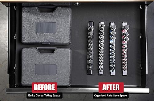 Miniatura 5 de ARES 70108-Juego de 12 piezas de dados hexagonales métricos – Zócalos de cromo vanadio con puntas de aleación S2 – Incluye organizador de enchufes