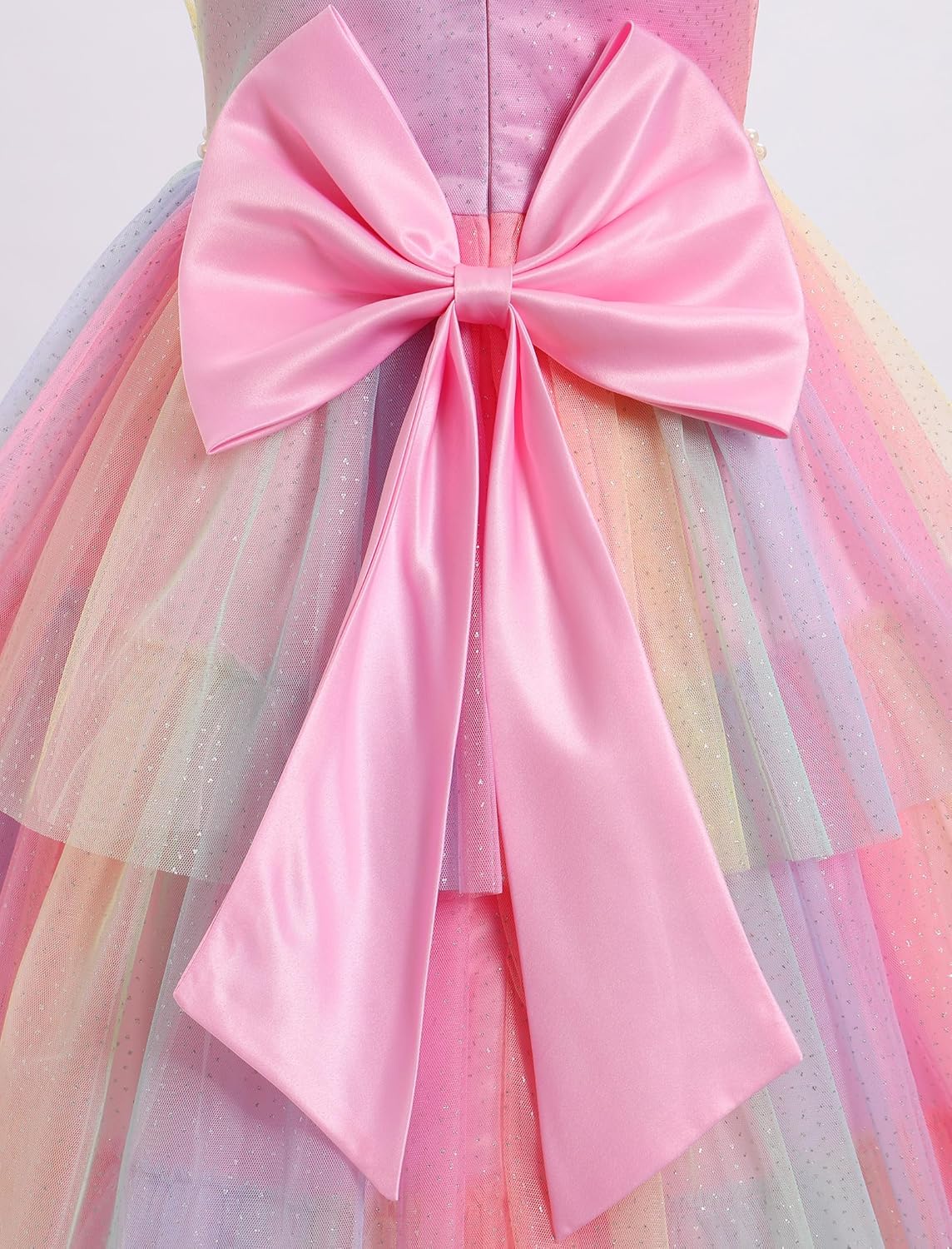 IBTOM CASTLE Flower Girl Dress Kids Birthday Dress Ruffle Pearls Tiered Tulle Party Dress Wedding Gown Prom - Image 5