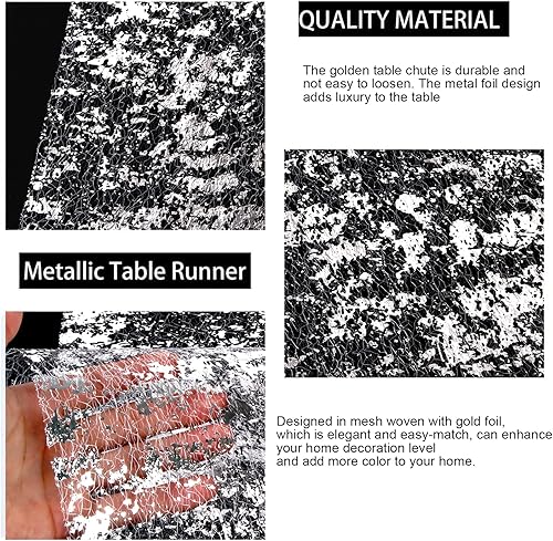 Miniatura 5 de VIJIV Camino de mesa plateado de 11 pulgadas x 50 pies, camino de mesa brillante para fiesta, centro de mesa, decoración para boda, recepción,